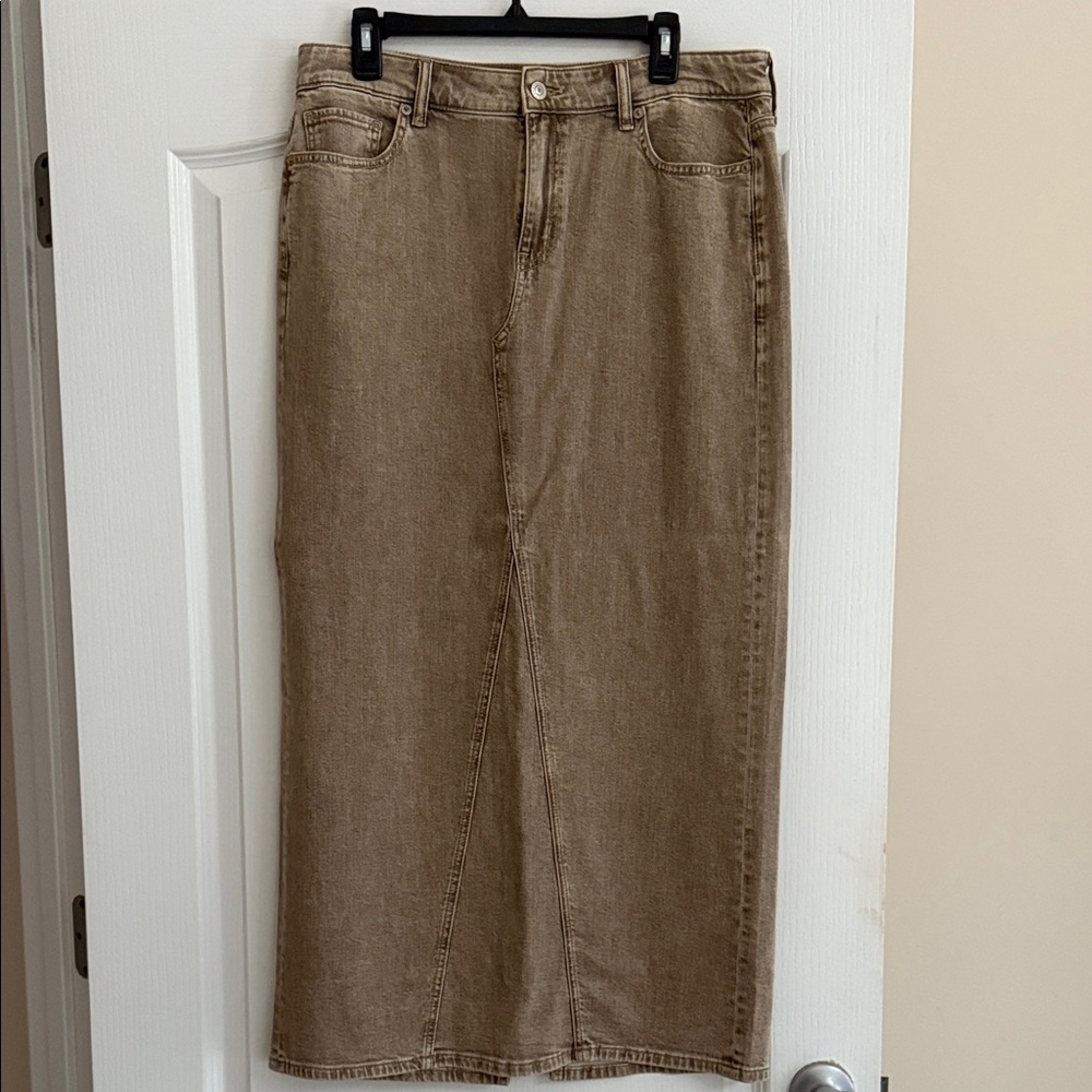 Taupe Denim Maxi Skirt - American Eagle